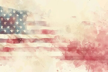 Watercolor USA flag abstract background