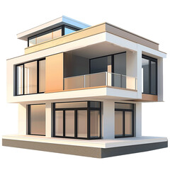 Modern house isolated on transparent background