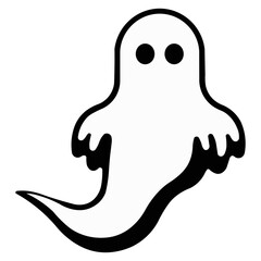 Classic Ghost illustration. Minimalist contoured ghost in black and white colors.