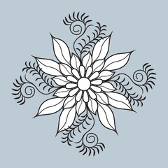 Oriental, floral, motif, drawing, circle, flower, henna, vector mandala pattern for free download