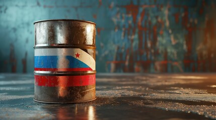 Russian oil, oil barrel background. AI