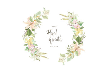 Obraz premium green and yellow floral wreath illustration