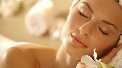 Obraz na płótnie Canvas holistic wellness embraced by a woman lying down for a rejuvenating massage in a peaceful spa
