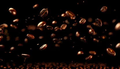 Foto op Plexiglas Coffee beans on a black background © paul