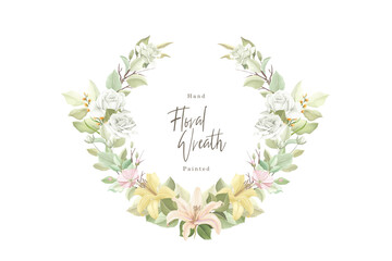 green and yellow floral wreath illustration