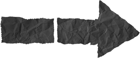Black Torn Paper, Crumpled, Arrow