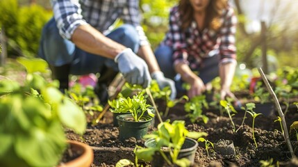 Gardening in spring, planting a garden, potting plants