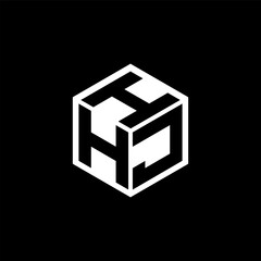 HJI letter logo design with black background in illustrator, cube logo, vector logo, modern alphabet font overlap style. calligraphy designs for logo, Poster, Invitation, etc.