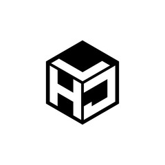 HJL letter logo design with white background in illustrator, cube logo, vector logo, modern alphabet font overlap style. calligraphy designs for logo, Poster, Invitation, etc.