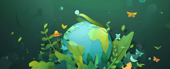 Fototapeta na wymiar paper globe earth . earth day.eco green