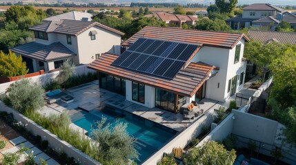 Home solar batteries on roofs