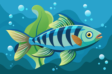 Fish in the water vector arts illustration