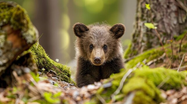 Young Brown Bear (Ursus arctos) in the Bayerischer Wald National Park, Bayern, Germany