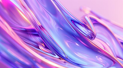 Abstract shapes in a purple and blue gradient, fluid glasslike forms on a pink background, glossy finish, high resolution, detailed textures, soft lighting, elegant composition, closeup view. Generate