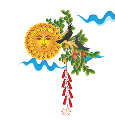 Traditional Sinhala New Year in Sri Lanka Vector illustration Art