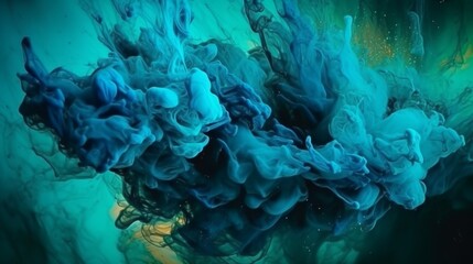 An artistic representation of swirling smoke in shades of aqua and green, suggesting a fluid, ethereal dance of color.