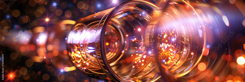 Poster detailed view of an abstract background with various lights creating mesmerizing pattern and glow