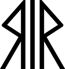 Rune monogram mystical religious symbol. Spiritual viking sign of traditional culture of worship and veneration. Simple black and white vector isolated on white background