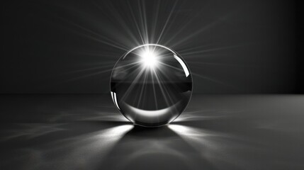 Shining orb, on isolated black background Generative AI