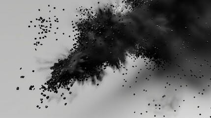 Black dusty piles floating in the air. Generated by artificial intelligence.