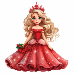 Obraz na płótnie Canvas Enchanting Xmas Princess Clipart