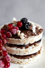 Rice cakes, healthy food.
on a wooden background. Breakfast
