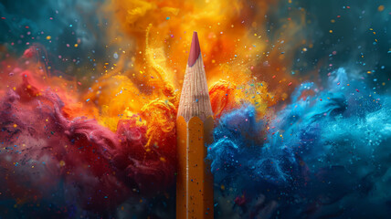 Capture the essence of creativity with a dynamic illustration showing pencils transforming sketches into temporary reality Highlight the magic - obrazy, fototapety, plakaty