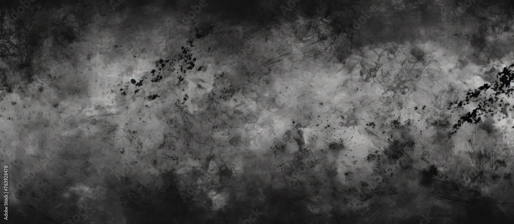 Poster a monochrome photograph capturing a grey cloudy sky, with cumulus clouds creating a dramatic pattern