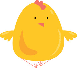 cheerful yellow sitting chicken, vector illustration, isolated on white
