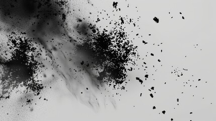 Black dusty piles floating in the air. Generated by artificial intelligence.