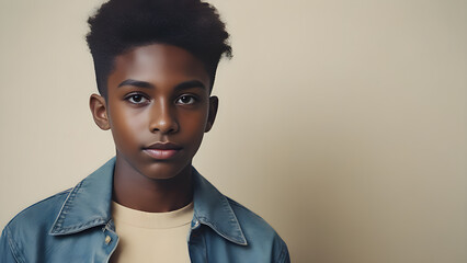 Obraz premium portrait of a dark-skinned teenage boy in vintage style. copy space, text space