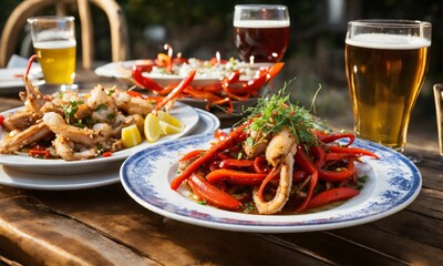 beer and shrimps