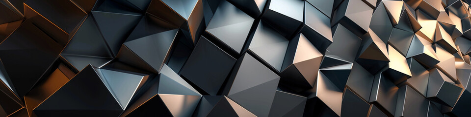 Modern dark black abstract geometric pattern of corners, edges and triangles