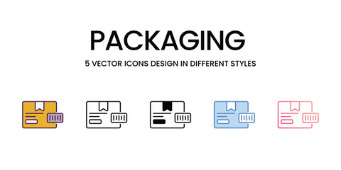 Packaging  icons set in different style vector stock illustration