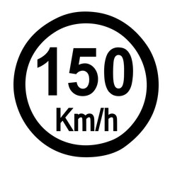 Speed limit sign 150 km h icon vector illustration
