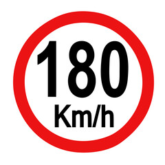 Speed limit sign 180 km h icon vector illustration