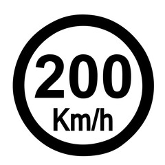 Speed limit sign 200  km h icon vector illustration