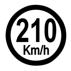 Speed limit sign 210 km h icon vector illustration