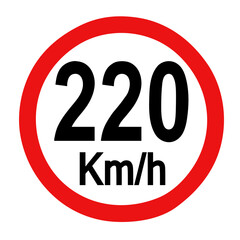 Speed limit sign 220 km h icon vector illustration
