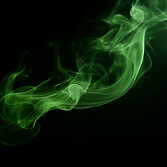 Fototapeta premium Image of green cigarette smoke on a black background.
