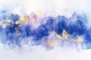 Abstract art watercolor gentle flower and gold splash for nature banner background.
