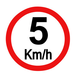 Speed limit sign 5 km h icon vector illustration - obrazy, fototapety, plakaty