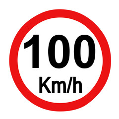 Speed limit sign 100 km h icon vector illustration