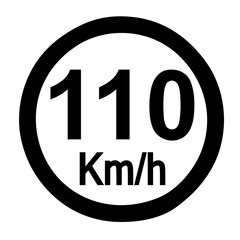 Speed limit sign 110 km h icon vector illustration