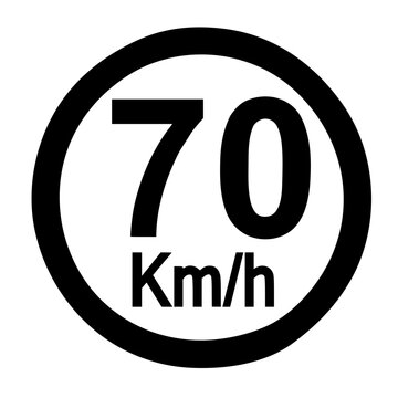 Speed limit sign 70 km h icon vector illustration