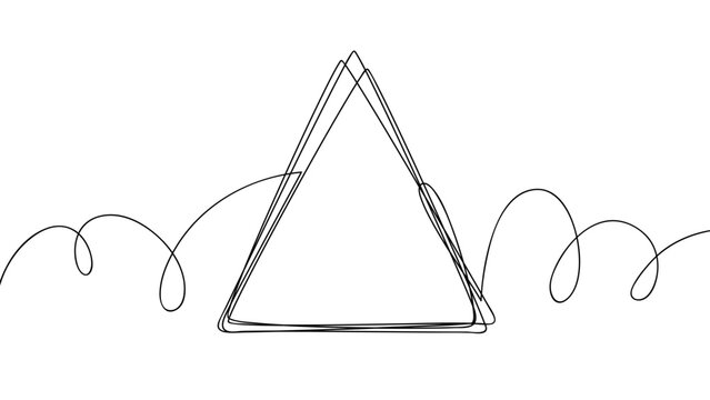 Triangle line art. Continuous black line. Triangle shape. Hand drawn sketch outline. Vector illustration.