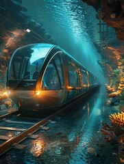 High speed underground train network connecting continents - obrazy, fototapety, plakaty