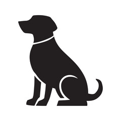 Sitting Dog Silhouette Vector Illustration White Background