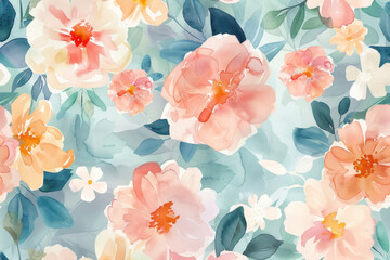 Serene floral watercolor wallpaper with intricate details.