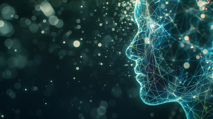 Artificial intelligence AI futuristic hologram human head - obrazy, fototapety, plakaty
